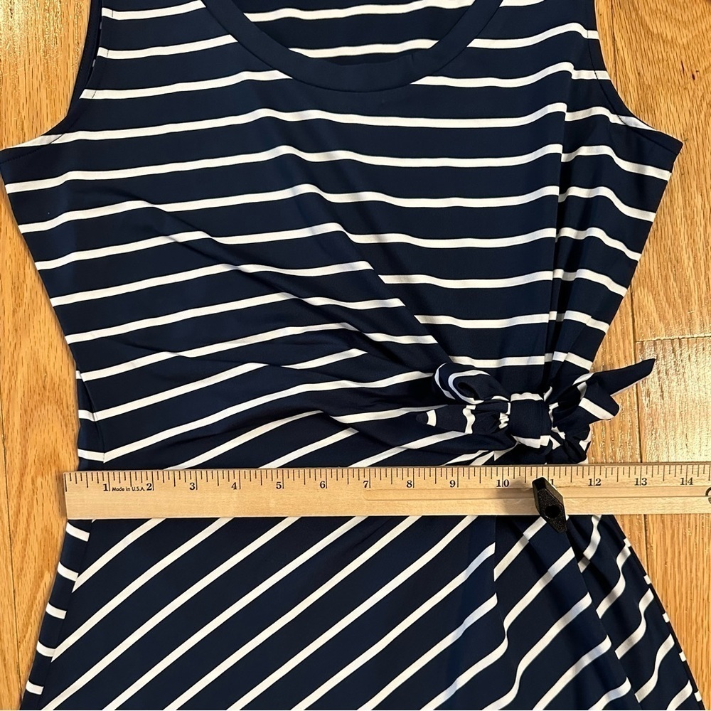 Vineyard Vines Sankaty Side Tie Tank Performance Dress Navy White Stripe XS - Picture 3 of 8